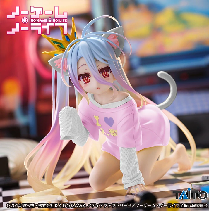 No Game No Life Desktop Cute Shiro (Cat Ear T-Shirt White Ver.) Figure