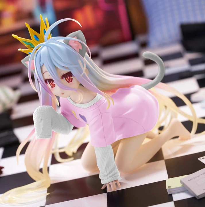 No Game No Life Desktop Cute Shiro (Cat Ear T-Shirt White Ver.) Figure