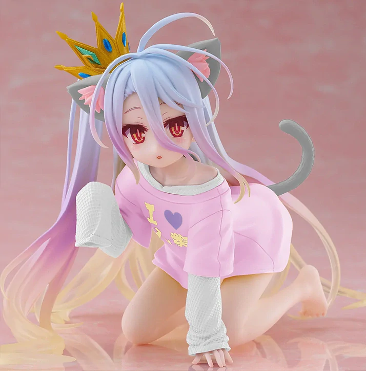No Game No Life Desktop Cute Shiro (Cat Ear T-Shirt White Ver.) Figure
